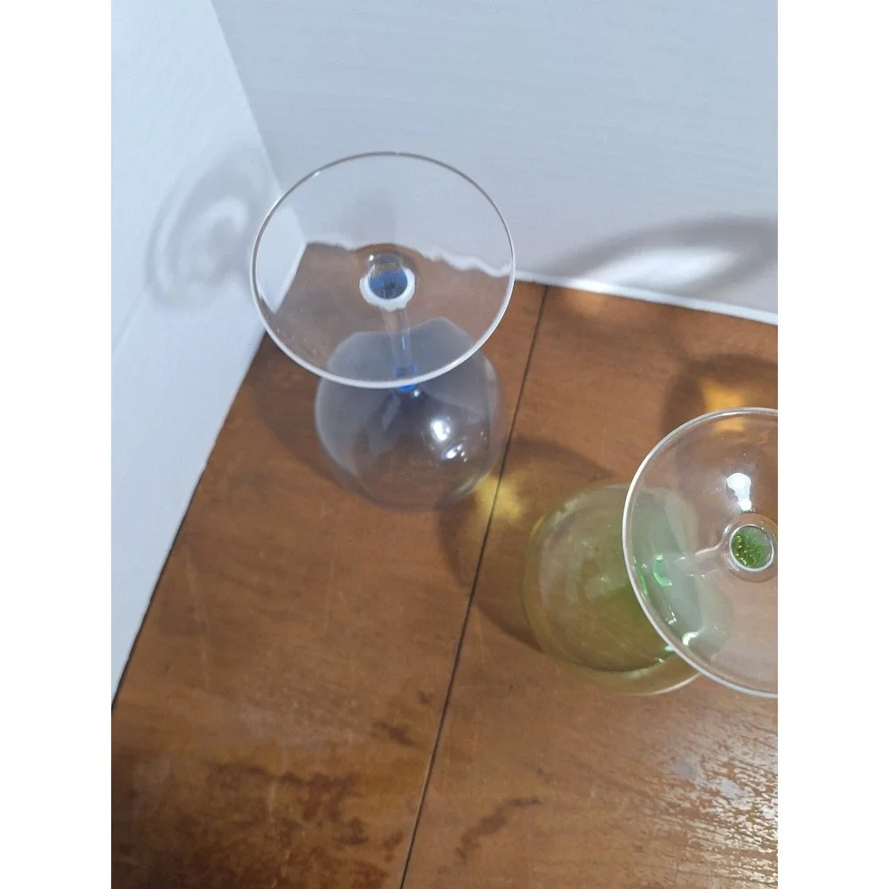 Vintage Multi Color Ombre Balloon Wine Glasses Set of 4 Festive Bar Cart Holiday